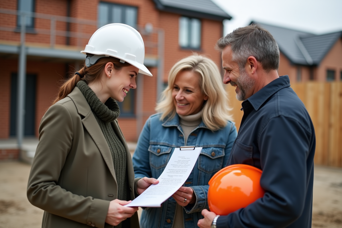 Jeune architecte signant un document sur un chantier