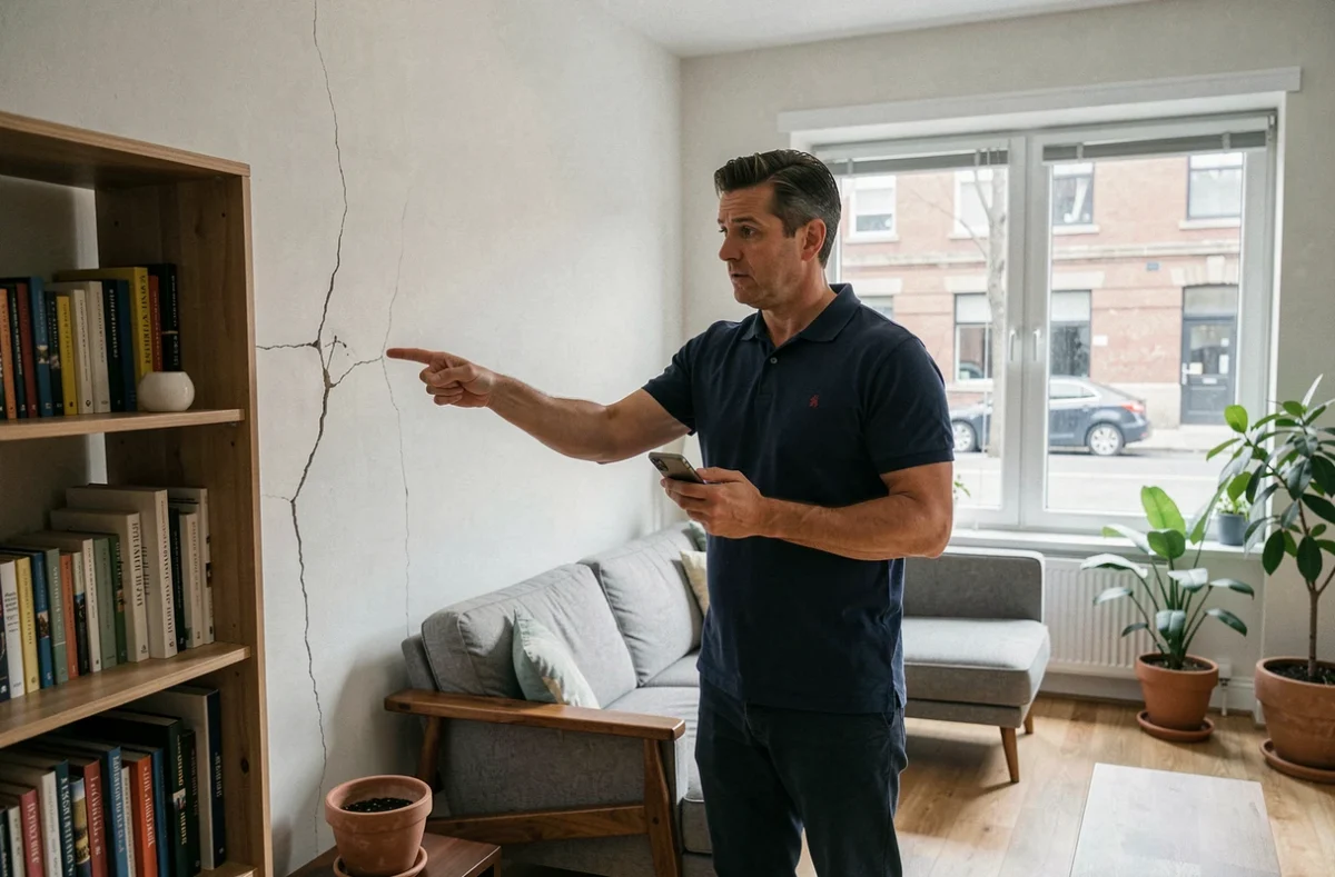 Propriétaire constatant un dégât dans un appartement meublé en location