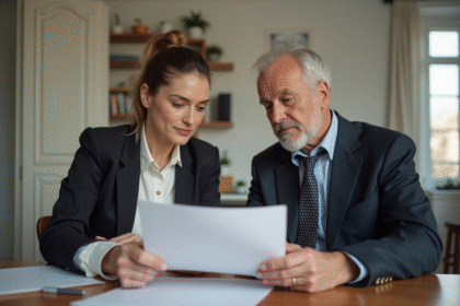 Femme française et homme discutent de contrats de location