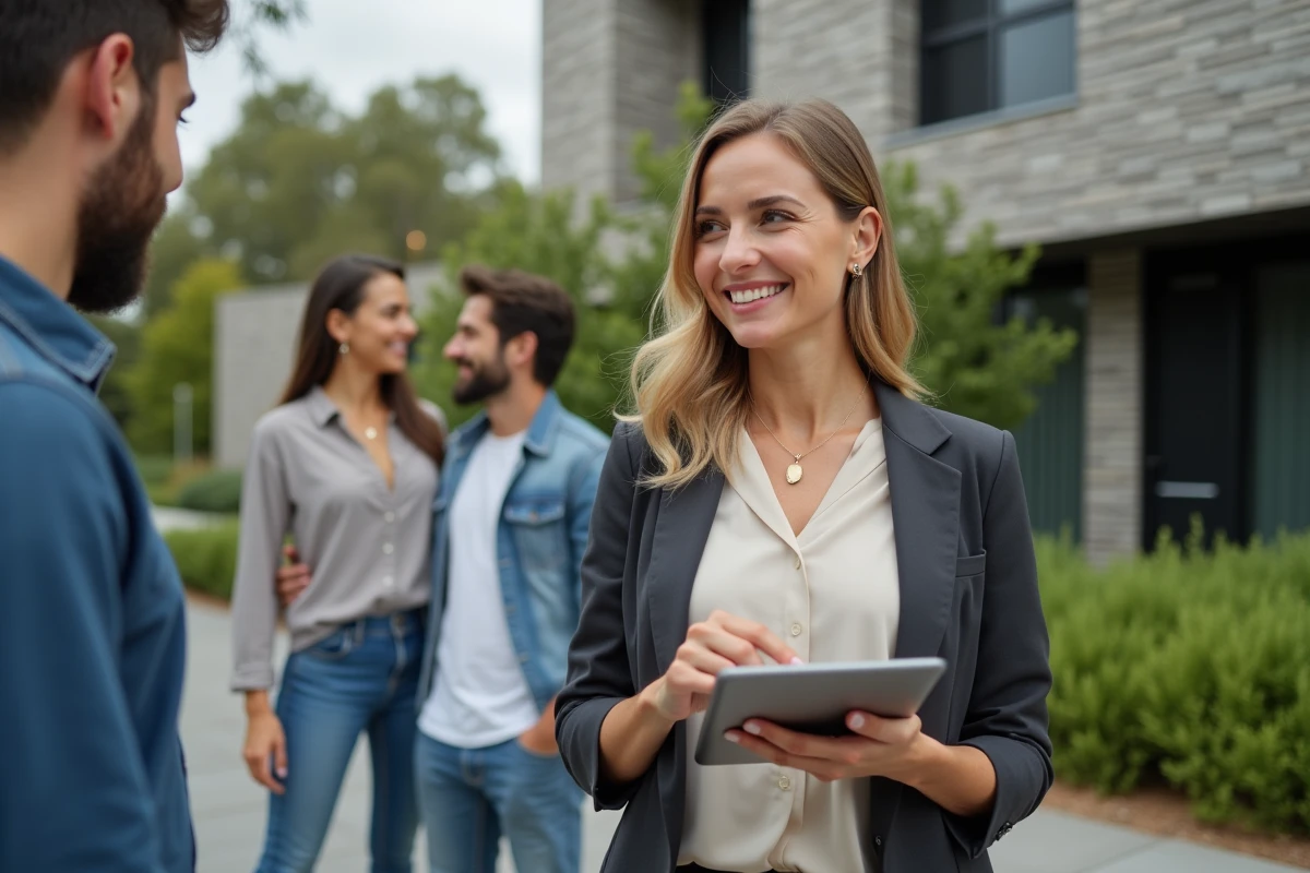 Femme professionnelle avec tablette dans un environnement urbain