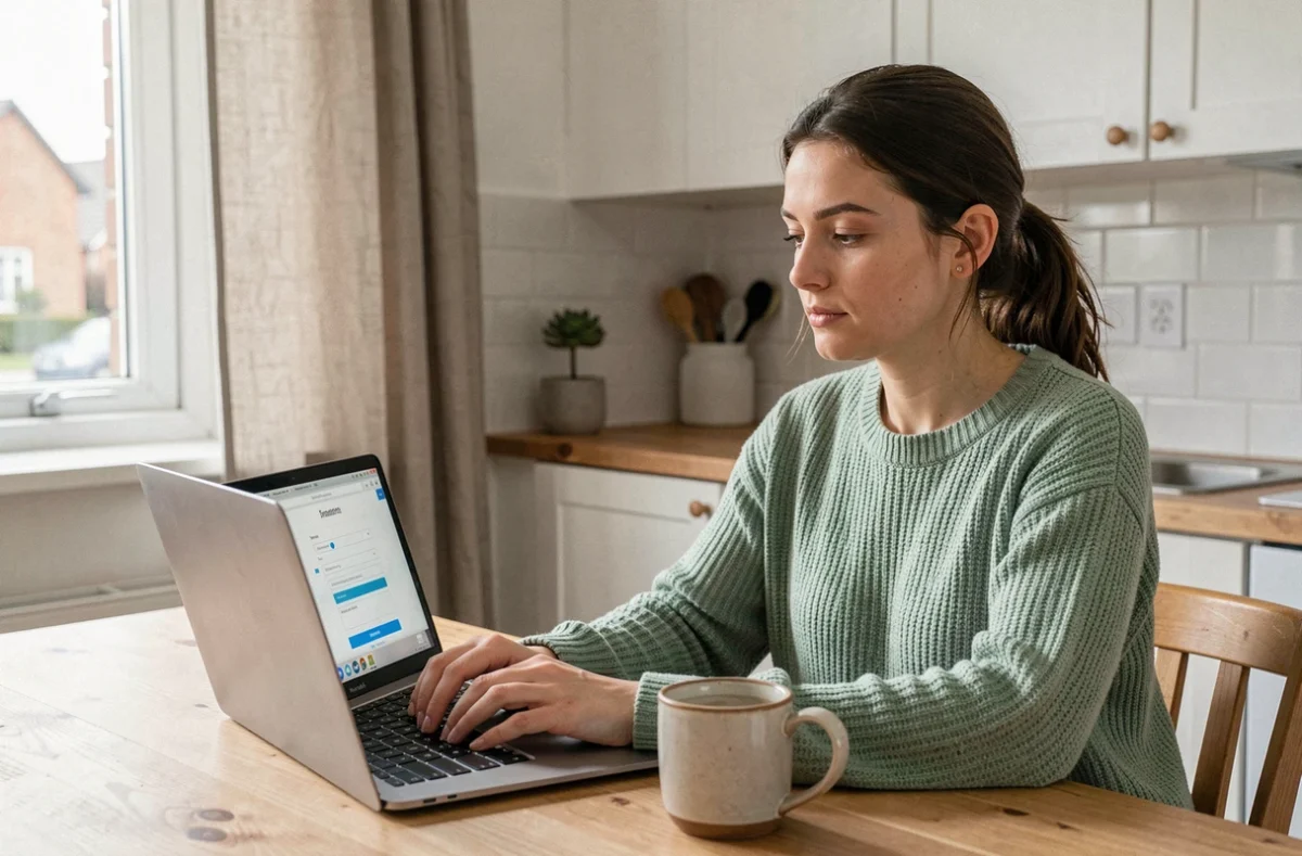 Femme comparant des offres d'assurance emprunteur en ligne pour optimiser son prêt immobilier