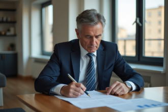 Homme d affaires en costume dans un appartement moderne