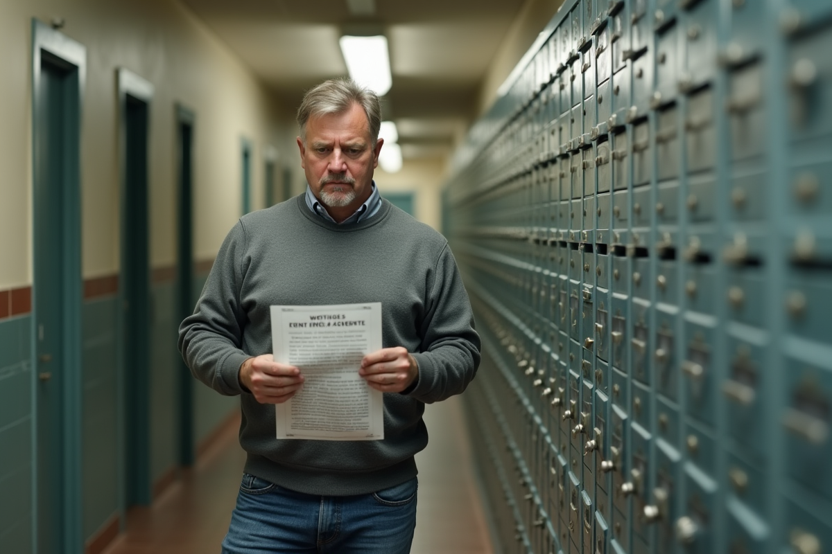 Homme regardant un avis d