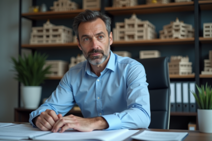 Homme d'affaires examinant un contrat de garantie structurelle