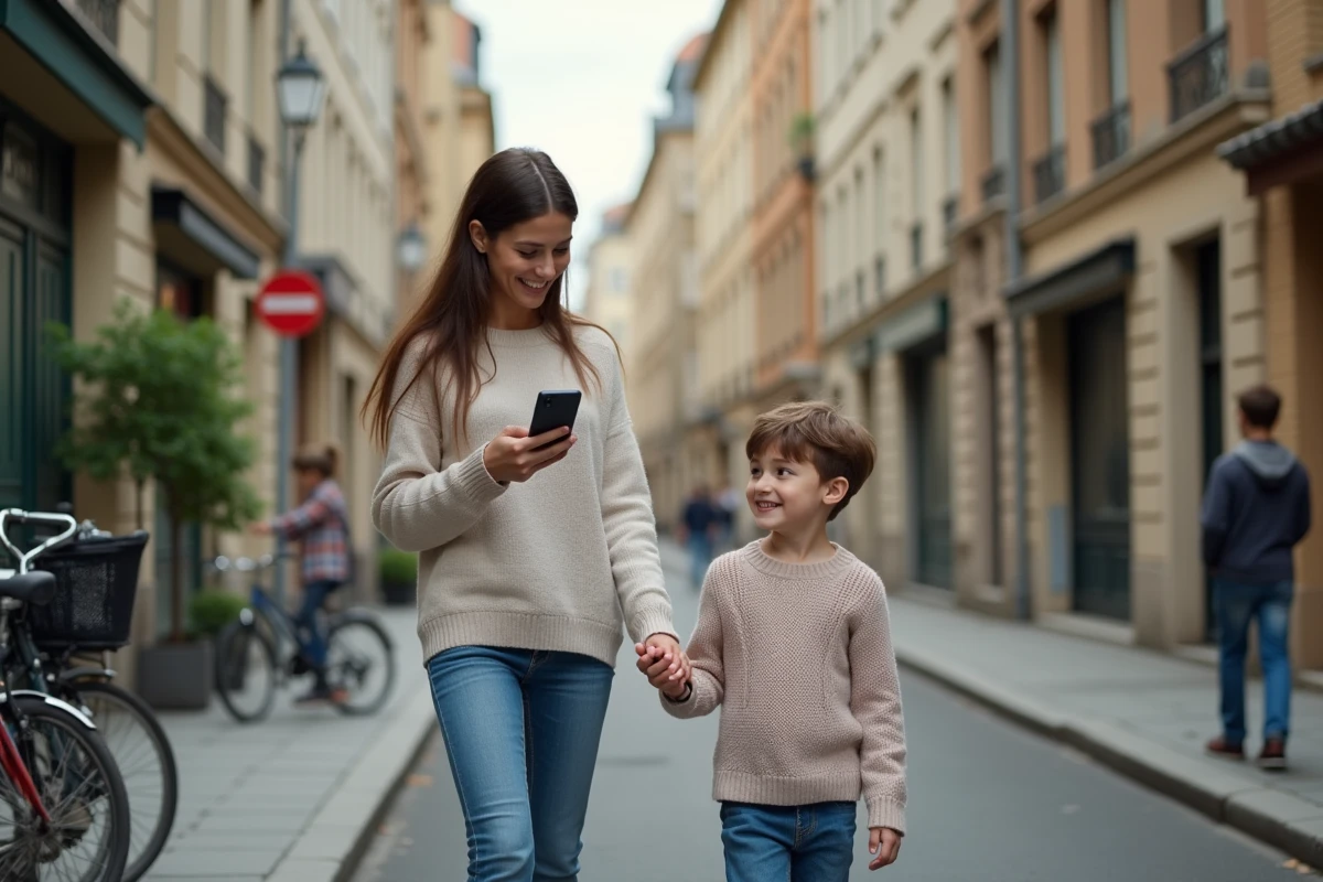 Maman et son enfant regardant l