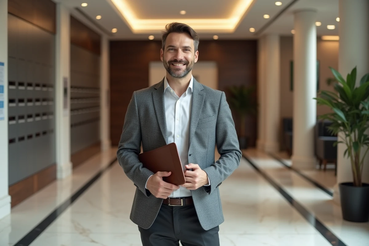 Syndic professionnel dans le hall moderne d