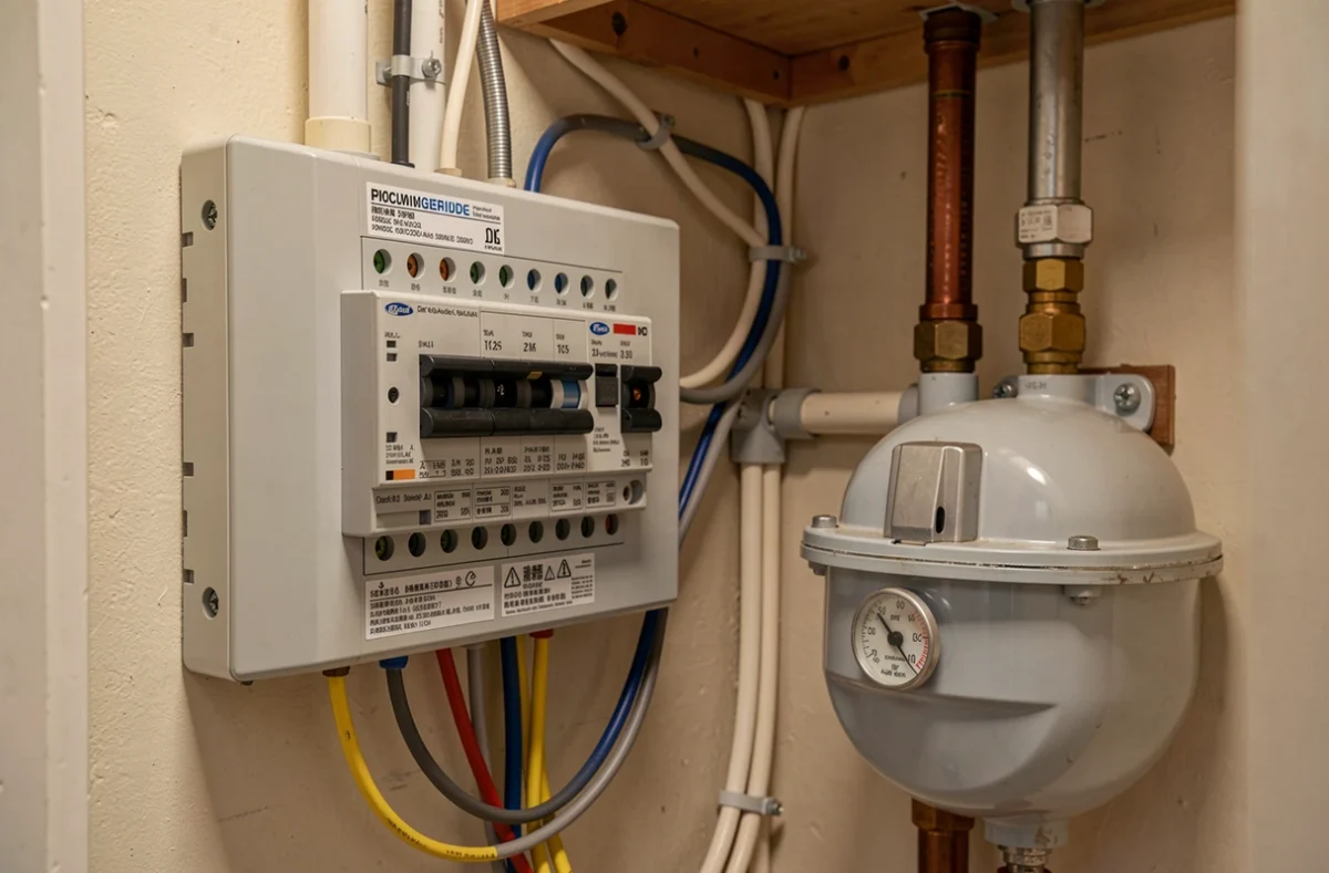 Tableau électrique et compteur de gaz dans un logement ancien